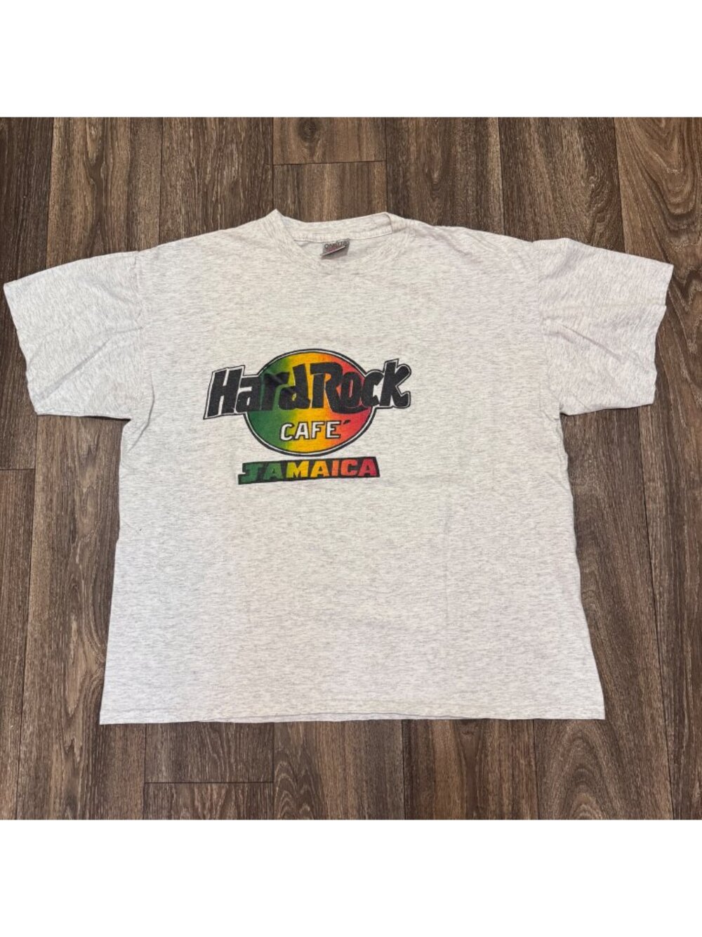 Vintage Hard Rock Cafe Jamaica Shirt Men's XL Gray Rasta 90s Oneita Power-T